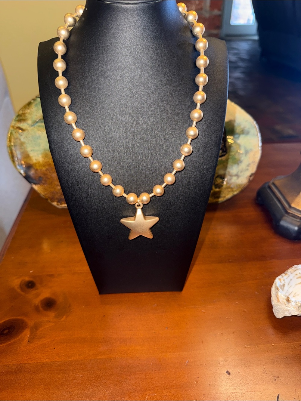 Gold Beaded Star Pendant Necklace - Women Jewelry
